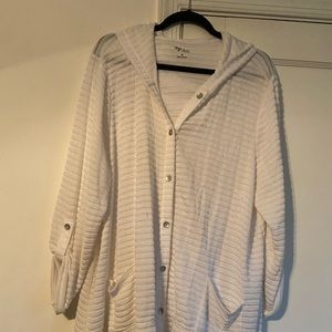 Lightweight button cardigan with hood